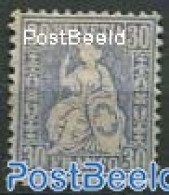 Switzerland 1867 30c Dull Ultramarin, Stamp Out Of Set, Unused (hinged) - Ungebraucht