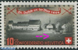 Switzerland 1944 Plate Flaw, 10+10c, Y Shape Line Under Chapel, Mint NH, Various - Errors, Misprints, Plate Flaws - Ongebruikt