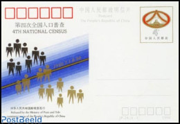 China People’s Republic 1990 Postcard, 4th National Census, Unused Postal Stationary, Science - Statistics - Brieven En Documenten