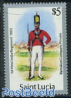 Saint Lucia 1985 Stamp Out Of Set, Mint NH, Various - Uniforms - Disfraces