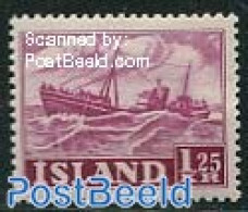 Iceland 1952 1.25Kr, Stamp Out Of Set, Unused (hinged), Transport - Ships And Boats - Ongebruikt