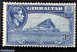 Gibraltar 1938 3p, Perf. 13.5, Stamp Out Of Set, Unused (hinged), History - Geology - Gibraltar