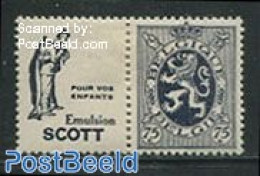 Belgium 1929 75c + Scott Pour Vos Enfants Tab, Mint NH - Nuovi