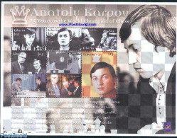 Liberia 2001 Karpov 8v M/s, 25 Years, Mint NH, Sport - Chess - Scacchi