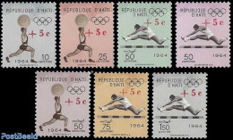 Haiti 1965 OLYMPIC OVERPRINTS RED 7V, Mint NH, Sport - Olympic Games - Sport (other And Mixed) - Haiti