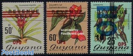 Guyana 1981 On Service 3v, Mint NH, Nature - Flowers & Plants - Guyana (1966-...)