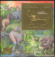 Guyana 1994 Apatosaurus S/s, Gold, Mint NH, Nature - Prehistoric Animals - Prehistorics