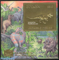 Guyana 1994 Tyrannosaurus S/s, Gold, Mint NH, Nature - Prehistoric Animals - Préhistoriques