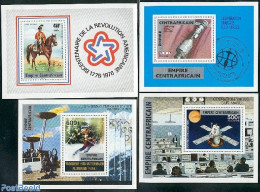 Central Africa 1977 Overprints 4 S/s, Mint NH, History - Nature - Sport - Transport - US Bicentenary - Horses - Olympi.. - República Centroafricana