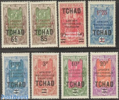 Chad 1925 Overprints 8v, Unused (hinged), Nature - Cat Family - Sonstige & Ohne Zuordnung