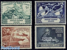 Solomon Islands 1949 75 Years UPU 4v, Unused (hinged), Transport - Various - U.P.U. - Railways - Ships And Boats - Glo.. - U.P.U.