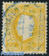 Portugal 1870 80R. Yellow, Smooth Paper, Perf. 12.5, Used, Used Stamps - Used Stamps