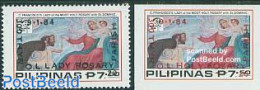 Philippines 1984 Holy Rosary 2v (red & Black Overprints) 1v Imperf., Mint NH, Religion - Religion - Filippijnen