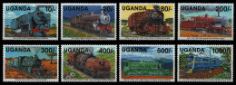 Uganda 1991 - Mi-Nr. 890-897 ** - MNH - Eisenbahn / Trains - Uganda (1962-...)