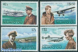 Niuafo'ou 1987 Air Pioneers 4v, Mint NH, Transport - Aircraft & Aviation - Airplanes