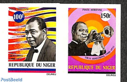 Niger 1971 Louis Armstrong 2v, Imperforated, Mint NH, Performance Art - Jazz Music - Music - Music