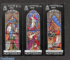 Montserrat 1990 Easter 3v [::], Mint NH, Religion - Religion - Art - Stained Glass And Windows - Vidrios Y Vitrales