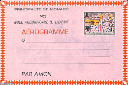 Monaco 1979 Aerogramme Year Of Of The Child, Unused Postal Stationary, Various - Year Of The Child 1979 - Art - Childr.. - Brieven En Documenten