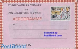 Monaco 1979 Aerogramme Year Of Of The Child, Unused Postal Stationary, Various - Year Of The Child 1979 - Art - Childr.. - Storia Postale