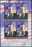 Aitutaki 2003 United We Stand M/s With 4 Stamps, Mint NH, History - Flags - Art - Modern Architecture - Aitutaki