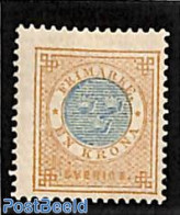 Sweden 1878 Definitive, 1Kr 1v, Unused (hinged) - Nuevos