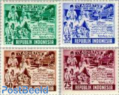 Indonesia 1955 10 Years Independence 4v, Mint NH, Art - Handwriting And Autographs - Indonesia