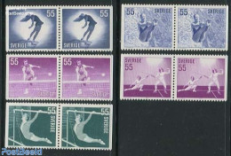 Sweden 1972 Sport, 5 Booklet Pairs, Mint NH, Sport - Fencing - Skating - Sport (other And Mixed) - Tennis - Nuovi