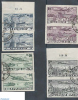 Poland 1952 Airmail 4 Used Pairs, Used, Transport - Aircraft & Aviation - Ships And Boats - Gebraucht