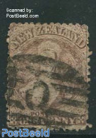 New Zealand 1871 1p Brown, WM 1, Used, Used Stamps - Used Stamps