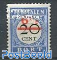 Netherlands 1906 6.5c On 20c, Stamp Out Of Set, Mint NH - Strafportzegels
