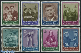 Ajman 1964 J.F. Kennedy 8v, Mint NH, History - Sport - Transport - American Presidents - Politicians - Sailing - Swimm.. - Sailing