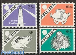 Aruba 1987 Definitives 4v, Mint NH, Nature - Various - Animals (others & Mixed) - Cacti - Flowers & Plants - Frogs & T.. - Cactussen