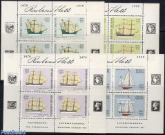 Argentina 1979 Ships 4 M/ss, Mint NH, Transport - Stamps On Stamps - Ships And Boats - Nuovi