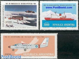 Argentina 1981 Antarctic Treaty 3v, Mint NH, Science - Transport - The Arctic & Antarctica - Aircraft & Aviation - Shi.. - Ongebruikt