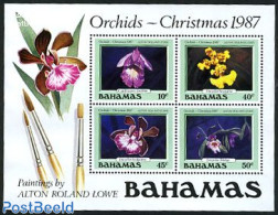 Bahamas 1987 Christmas, Orchids S/s, Mint NH, Nature - Religion - Flowers & Plants - Orchids - Christmas - Noël