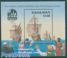 Bahamas 1990 Discovery Of America S/s, Mint NH, History - Transport - Explorers - Ships And Boats - Esploratori