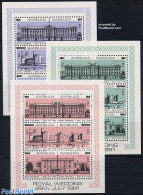 Barbuda 1983 Overprints 3x6v M/s, Mint NH, History - Kings & Queens (Royalty) - Art - Castles & Fortifications - Koniklijke Families