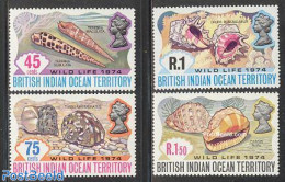 British Indian Ocean 1974 Shells 4v, Mint NH, Nature - Shells & Crustaceans - Maritiem Leven