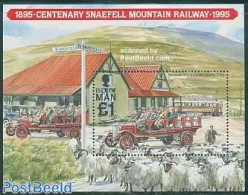 Isle Of Man 1995 Snaefell Railway S/s, Mint NH, Nature - Transport - Cattle - Automobiles - Railways - Autos
