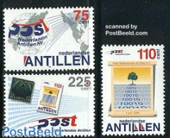 Netherlands Antilles 1998 Post 3v, Mint NH, Various - Post - Stamps On Stamps - Maps - Correo Postal