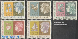 Netherlands 1953 Child Welfare 5v, Mint NH, Nature - Transport - Birds - Flowers & Plants - Fruit - Ships And Boats - Neufs