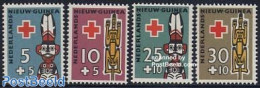 Dutch New Guinea 1958 Red Cross, Ancester Sculptures 4v, Mint NH, Health - Red Cross - Red Cross