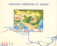 Romania 1977 European Donau Comission S/s (map), Mint NH, History - Various - Europa Hang-on Issues - Maps - Ongebruikt