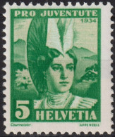 1934 Schweiz / Pro Juventute ** Mi:CH 281, Yt:CH 278, Zum:CH J69  Frauenfrachten, Appenzellerin - Unused Stamps