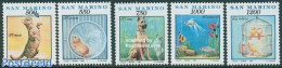 San Marino 1991 Domestic Animals 5v, Mint NH, Nature - Animals (others & Mixed) - Birds - Cats - Dogs - Fish - Nuovi