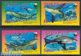 Tokelau Islands 2002 Sharks 4v, Mint NH, Nature - Fish - World Wildlife Fund (WWF) - Sharks - Peces