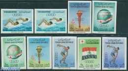 Yemen, Arab Republic 1964 Olympic Games 9v Imperforated, Mint NH, Sport - Olympic Games - Swimming - Natación