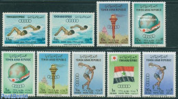 Yemen, Arab Republic 1964 Olympic Games 9v, Mint NH, Sport - Various - Olympic Games - Swimming - Globes - Maps - Nuoto