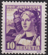 1934 Schweiz / Pro Juventute ** Mi:CH 282, Yt:CH 279, Zum:CH J70  Frauenfrachten, Walliserin - Unused Stamps