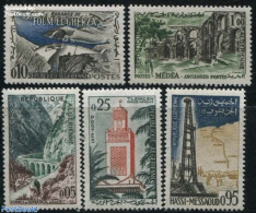 Algeria 1962 Definitives 5v, Mint NH, Nature - Religion - Science - Various - Water, Dams & Falls - Churches, Temples,.. - Nuevos